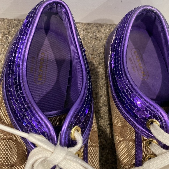Coach Purple, Brown, and White Sneaker Tennis Shoes - Size 8 EUC - Picture 3 of 11